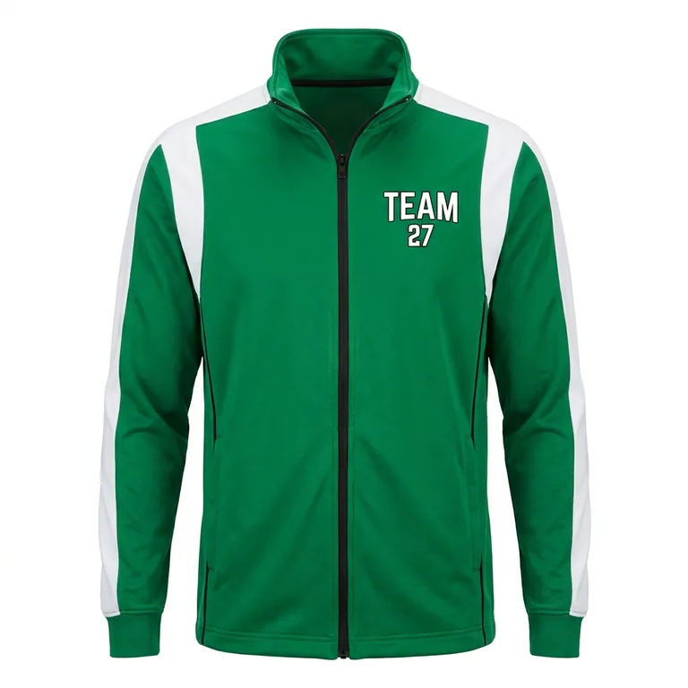 Custom soccer warm-up jackets, front view