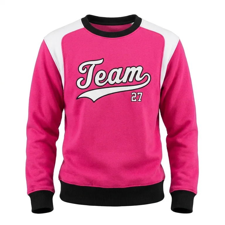 Custom softball crew-neck team sweatshirts, front view