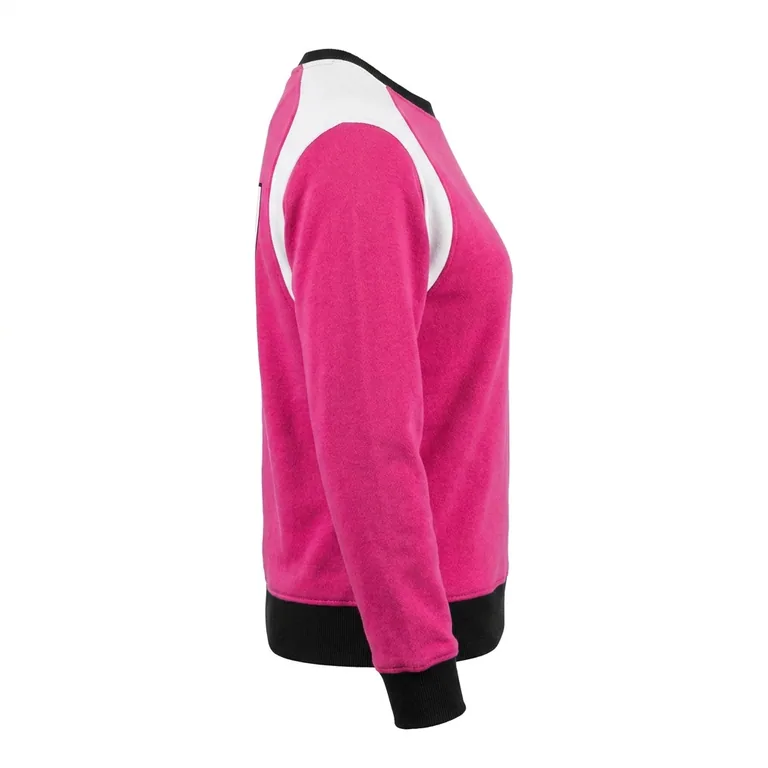 Custom softball crew-neck team sweatshirts, left side view