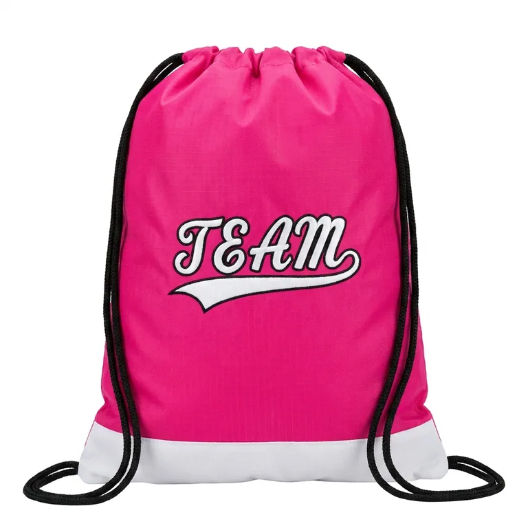 Custom softball drawstring bags, front view