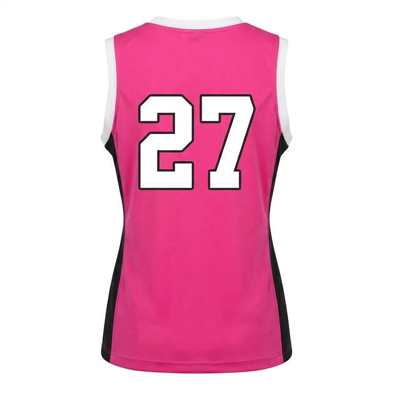 Custom softball sleeveless game jerseys, back view
