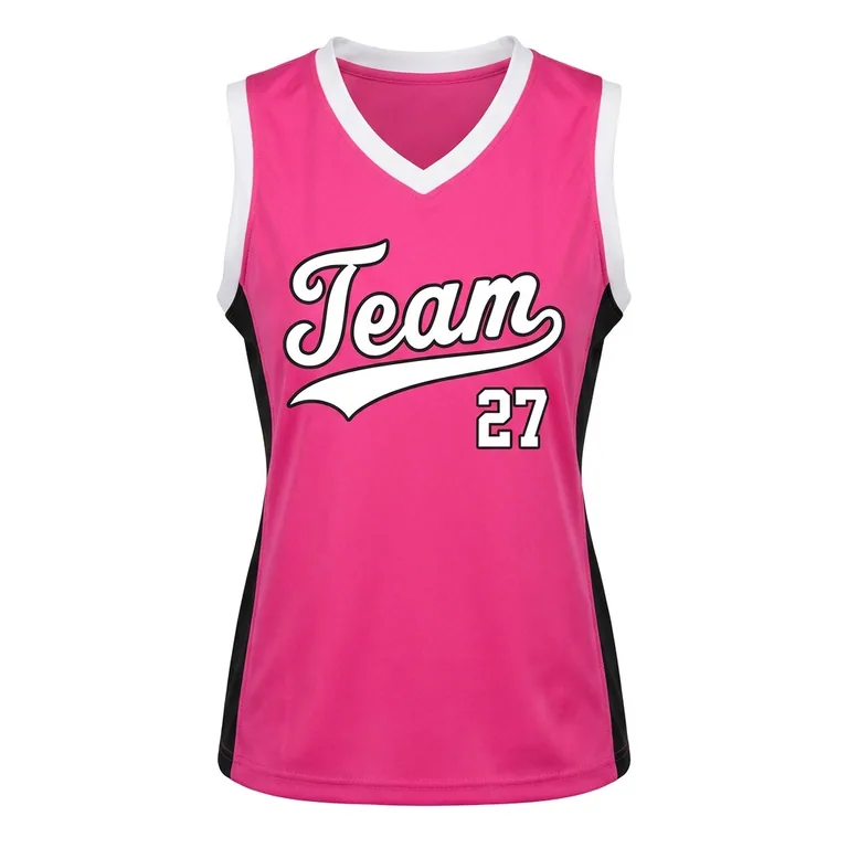 Custom softball sleeveless game jerseys, front view