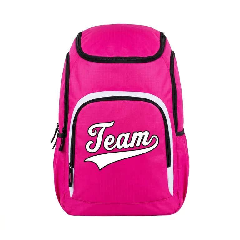 Custom softball team gear packs, front view