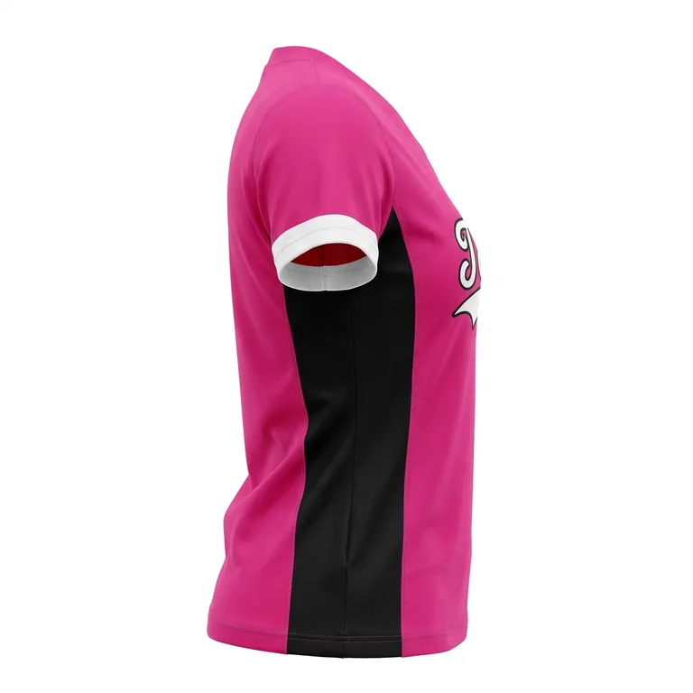 Custom softball v-neck game jerseys, left side view