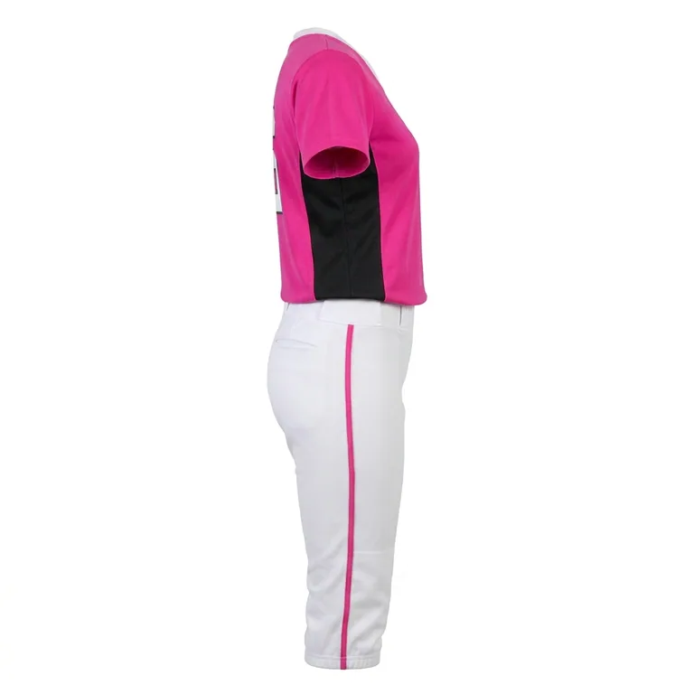 Custom softball v-neck game uniforms, right side view