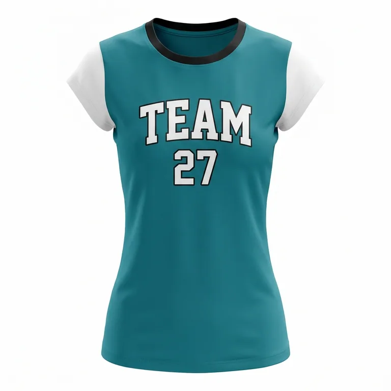 Custom volleyball cap-sleeve crew-neck jerseys, front view
