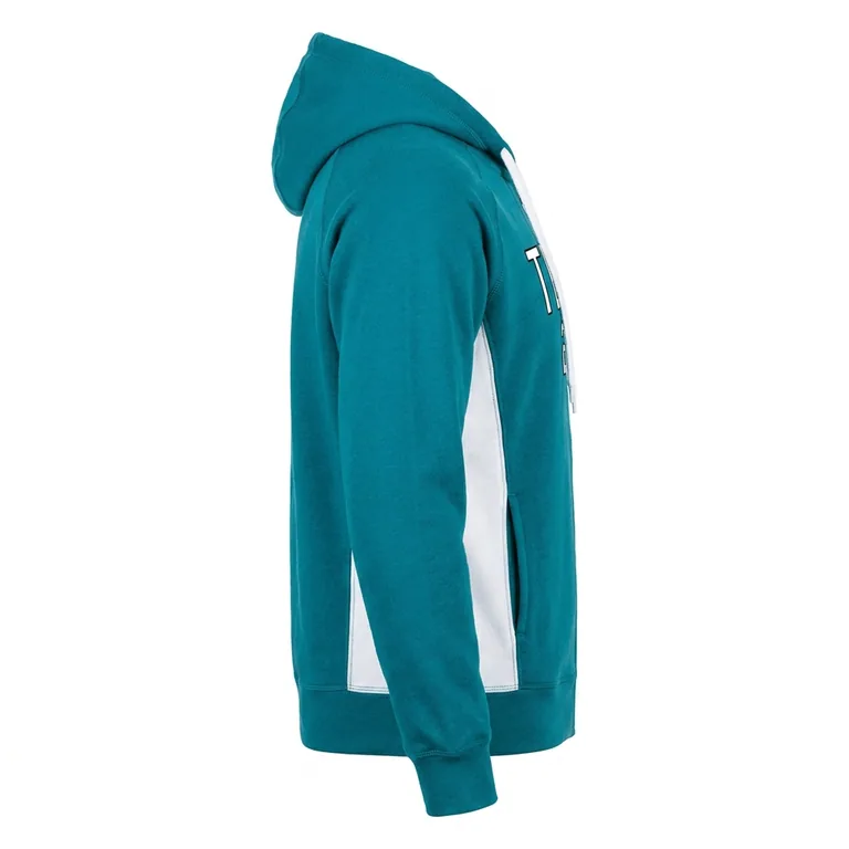 Custom volleyball full-zip hooded jackets, left side view
