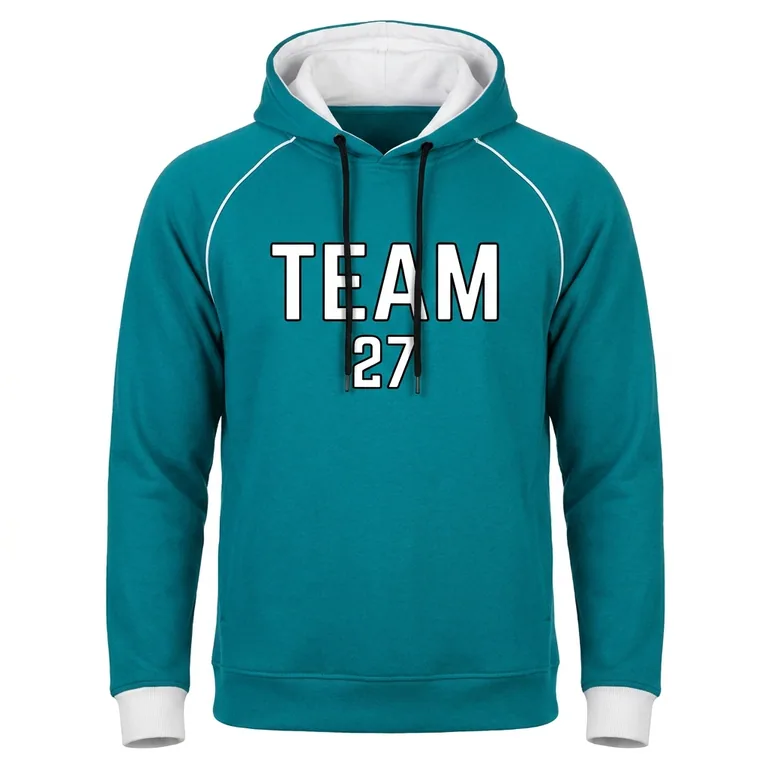 Custom volleyball hooded pullovers, front view