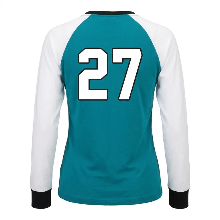 Custom volleyball long-sleeve team tees, back view