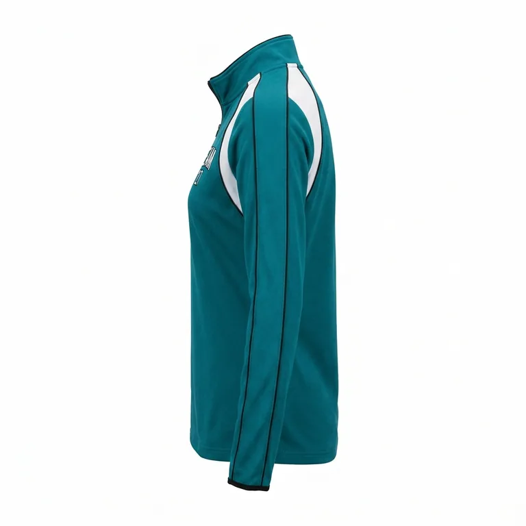 Custom volleyball quarter-zip tops, left side view