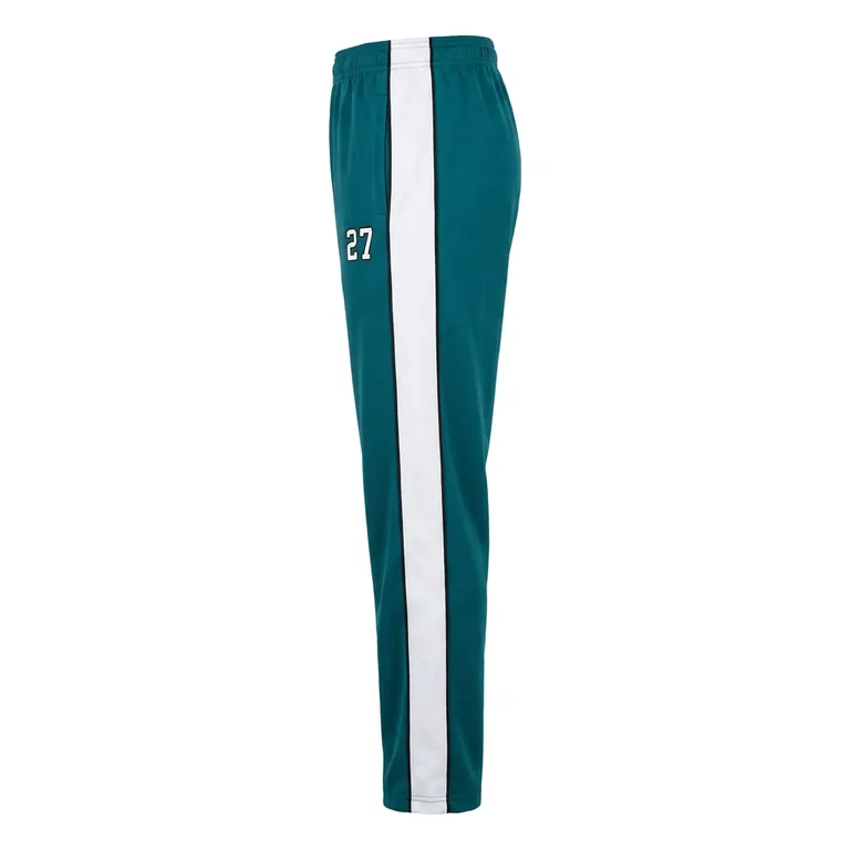 Custom volleyball warm-up pants, left side view