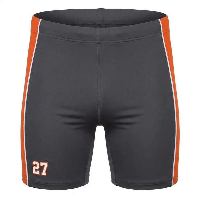 Custom wrestling base-layer shorts, front view