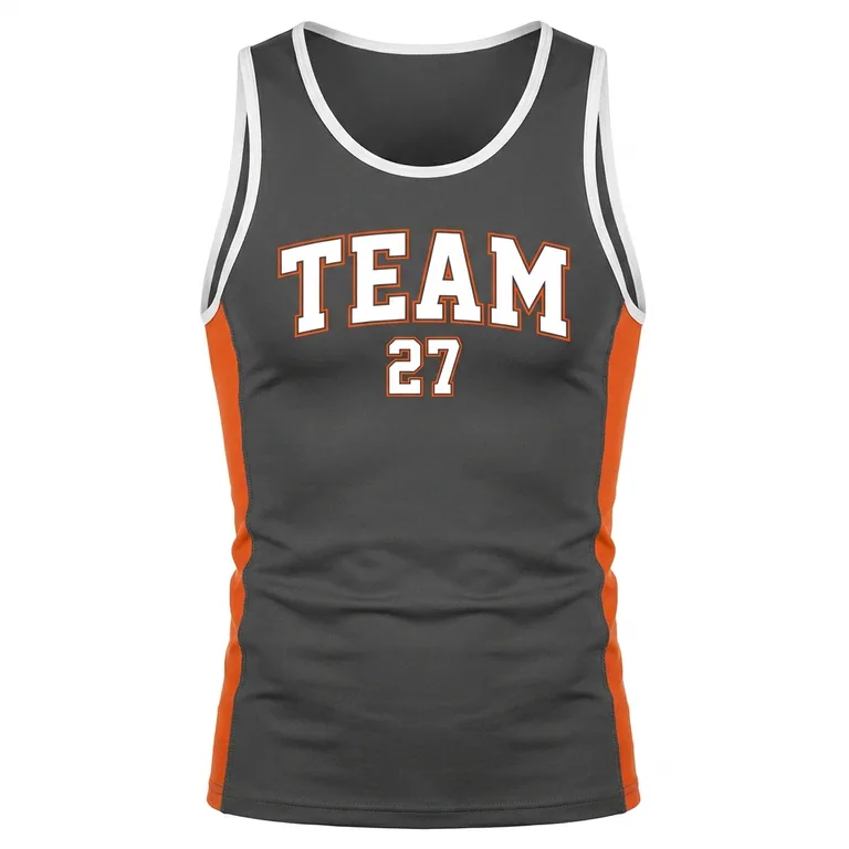 Custom wrestling base-layer tank tops, front view