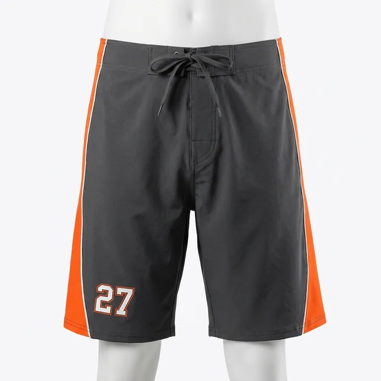 Custom wrestling board shorts, front view