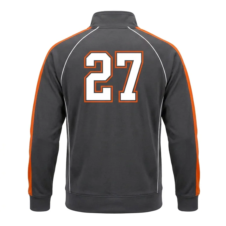 Custom wrestling full-zip team warm-up jackets, back view