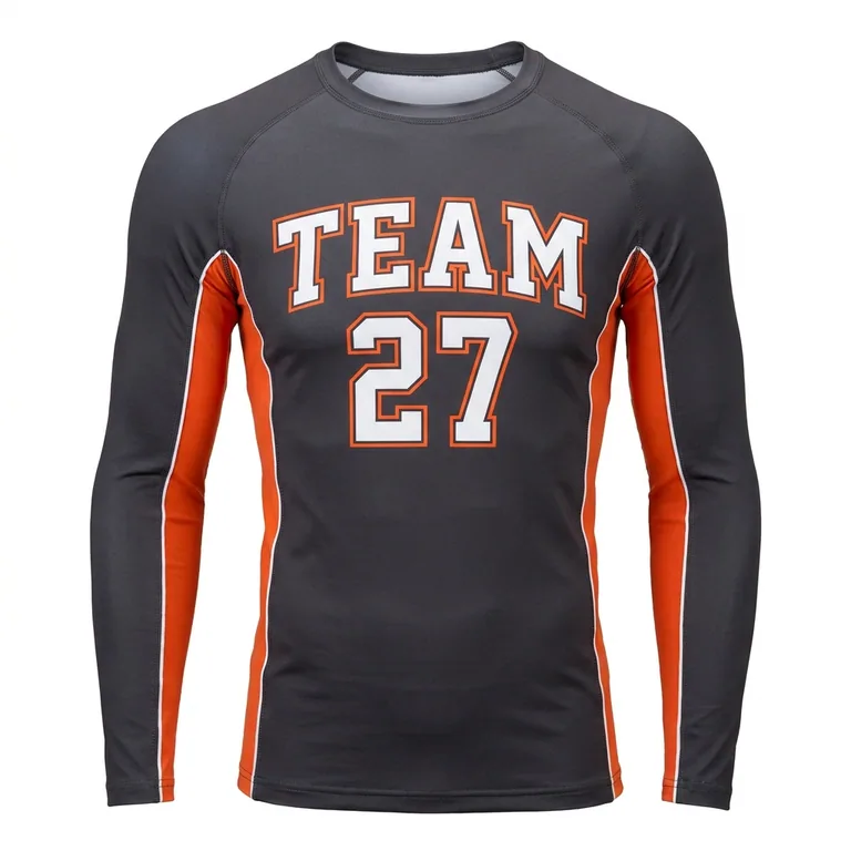 Custom wrestling long-sleeve compression shirts, front view