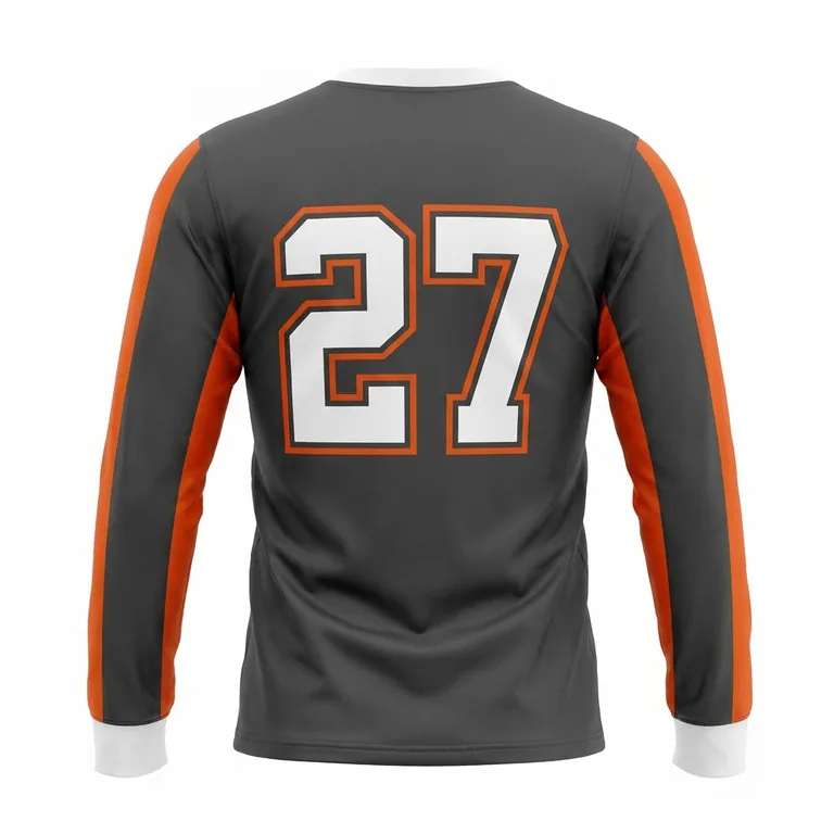 Custom wrestling long-sleeve performance shirts, back view