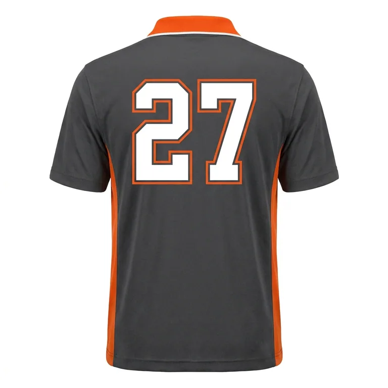 Custom wrestling performance team polos, back view