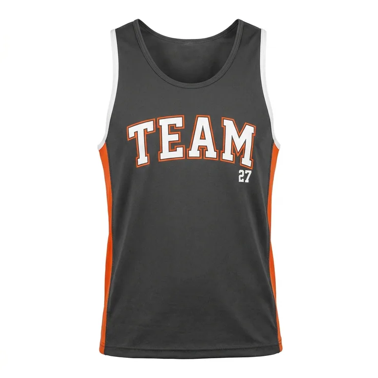Custom wrestling practice tank tops, front view