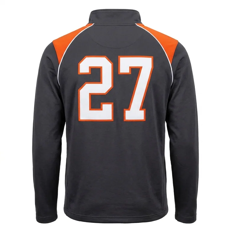 Custom wrestling quarter-zip team warm-up jackets, back view
