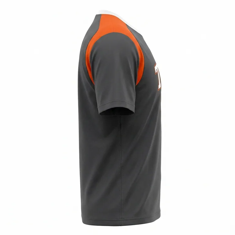 Custom wrestling short-sleeve performance shirts, left side view