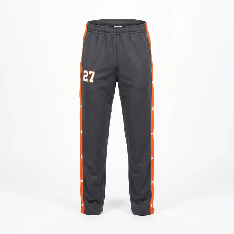 Custom wrestling side-snap warm-up pants, front view