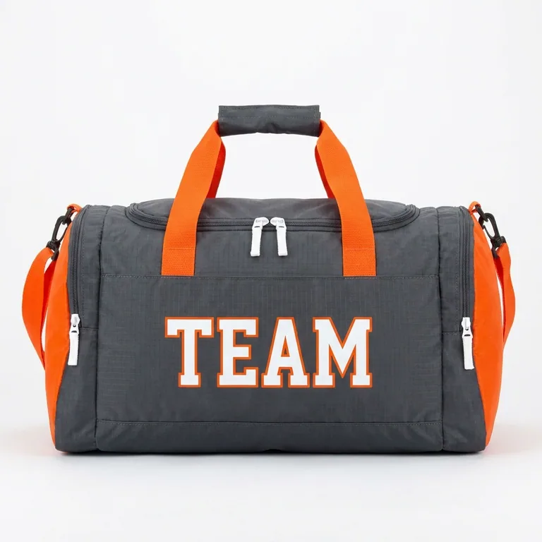 Custom wrestling team duffel bags, front view