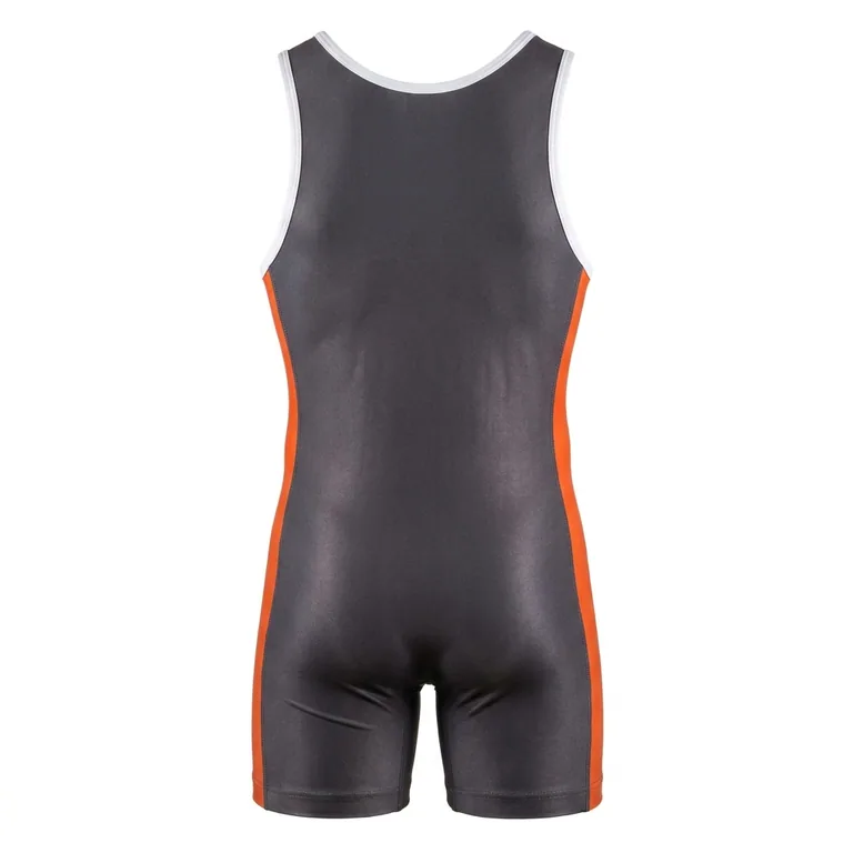 Custom wrestling team singlets, back view
