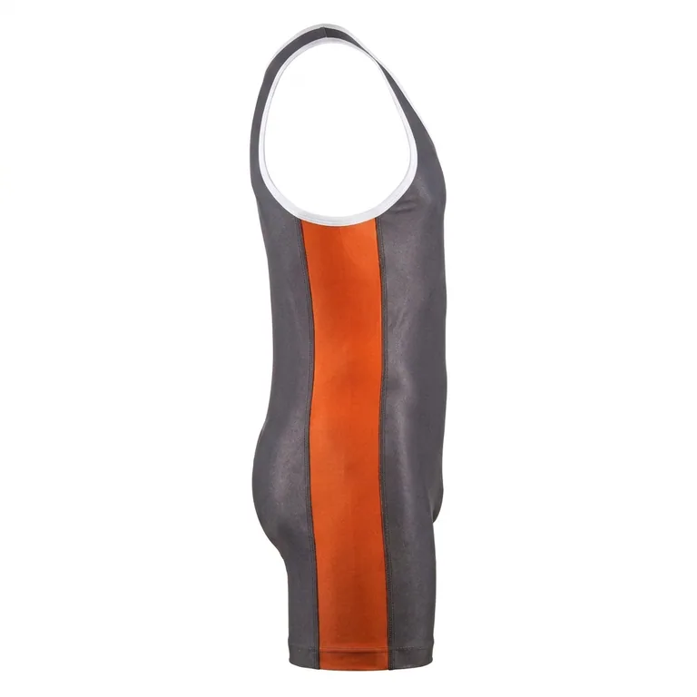 Custom wrestling team singlets, left side view