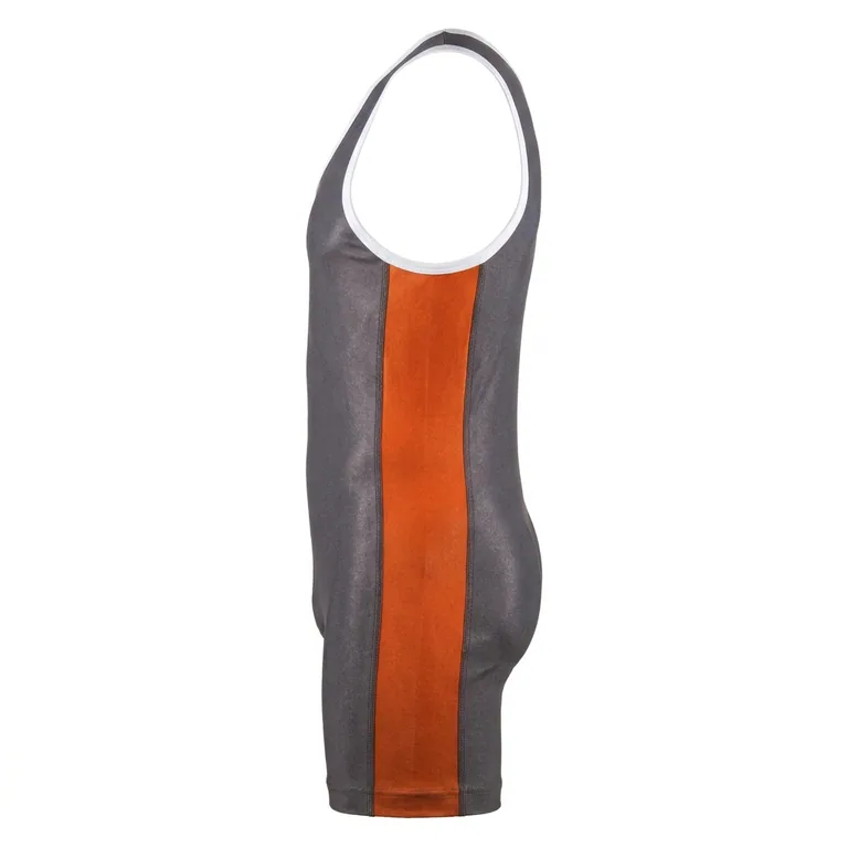 Custom wrestling team singlets, right side view